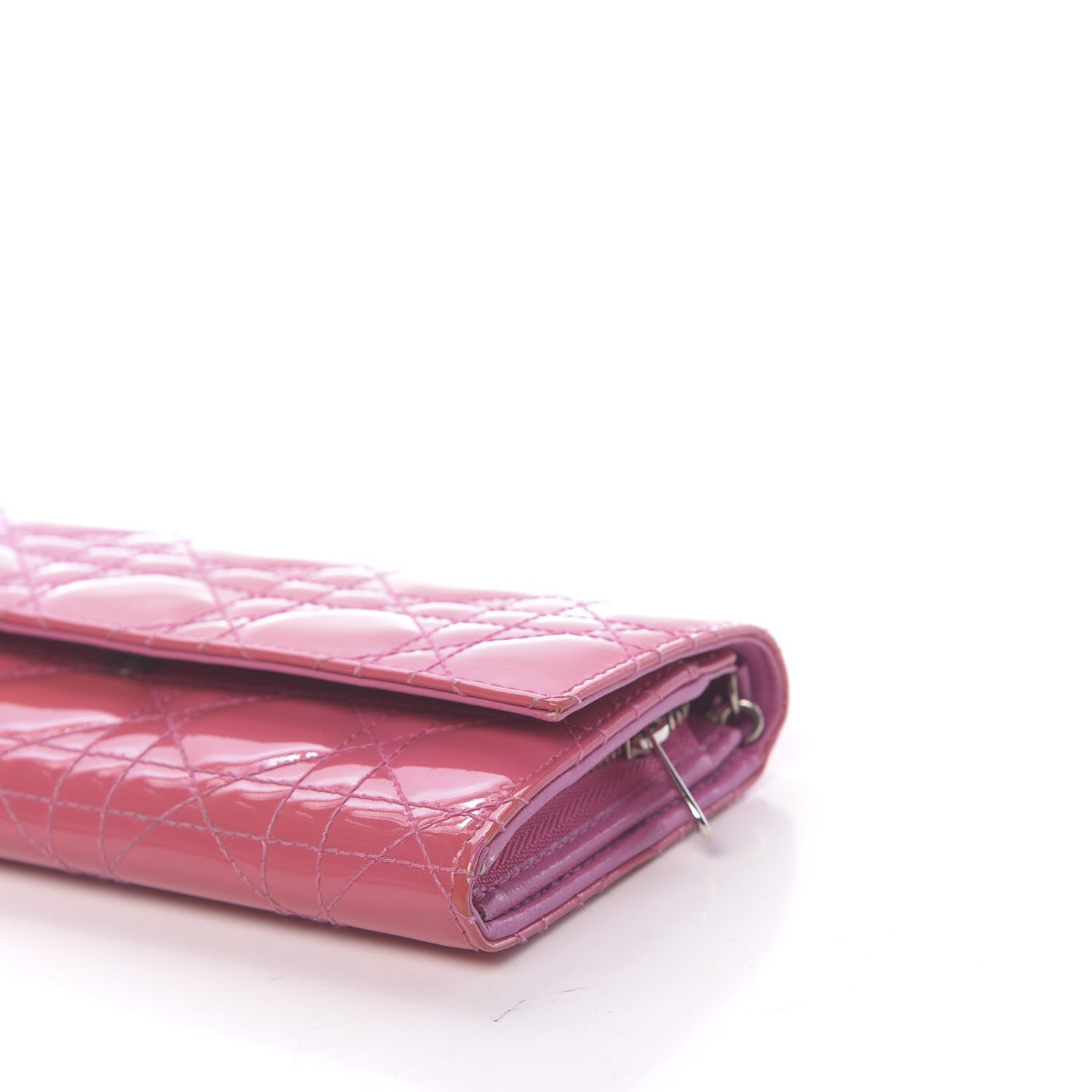 Christian Dior Patent Cannage Rendezvous Chain Wallet Pink 9 of 12