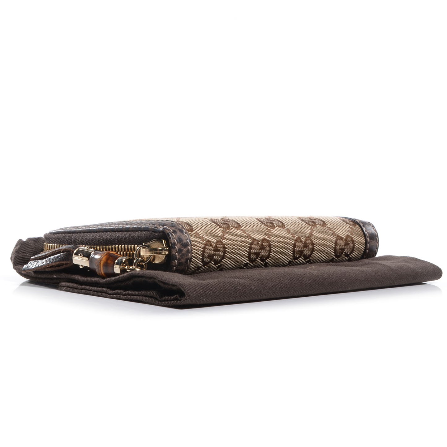 Monogram Bamboo Zip Around Compact Wallet Brown