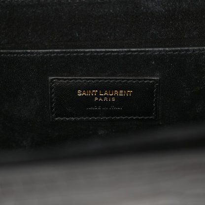 Saint Laurent Calfskin Crocodile Embossed Medium Bellechasse Satchel Black 6 of 13