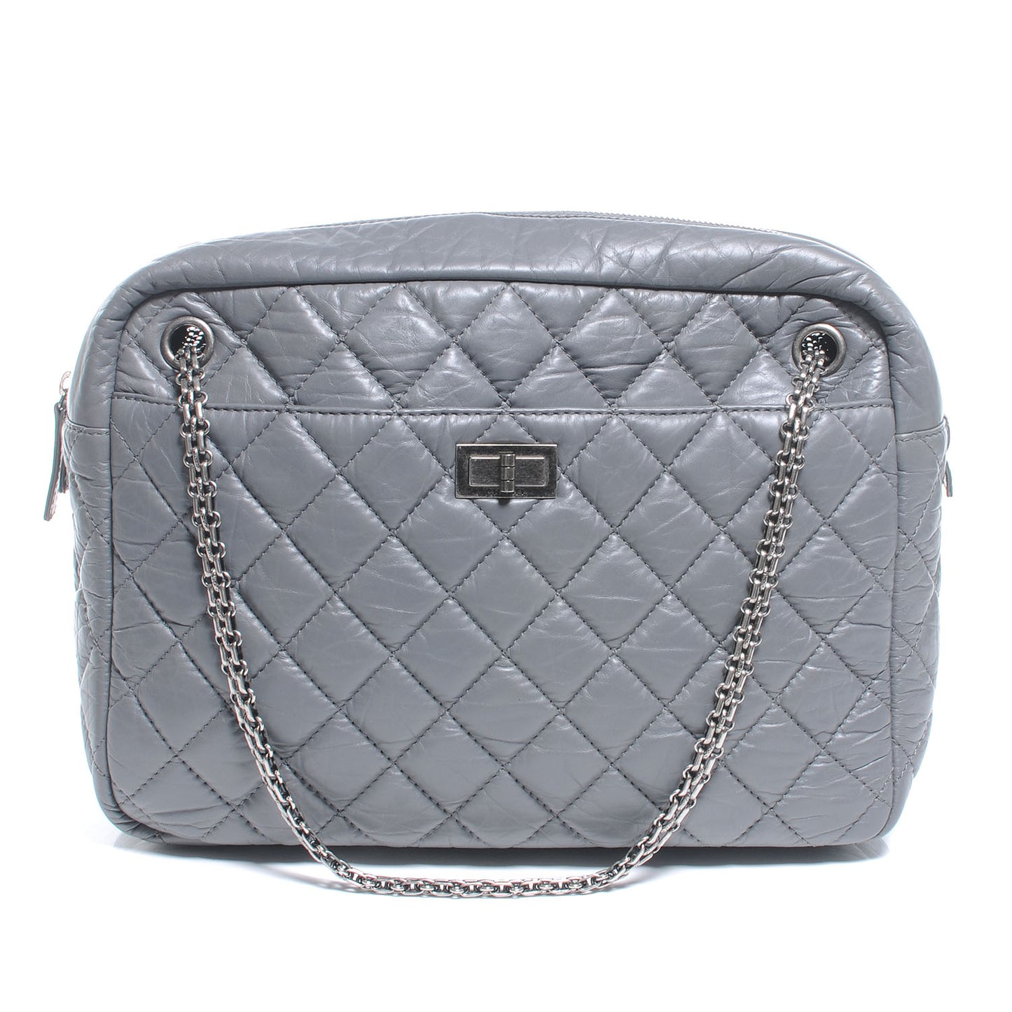 Aged Calfskin Quilted Large Reissue Camera Case Grey