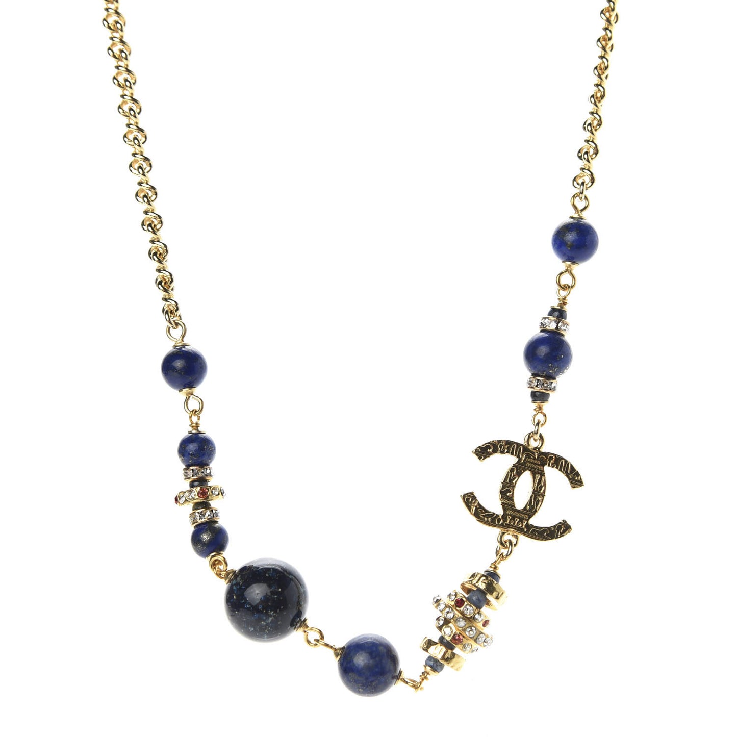 Crystal Bead Scarab CC Choker Necklace Blue