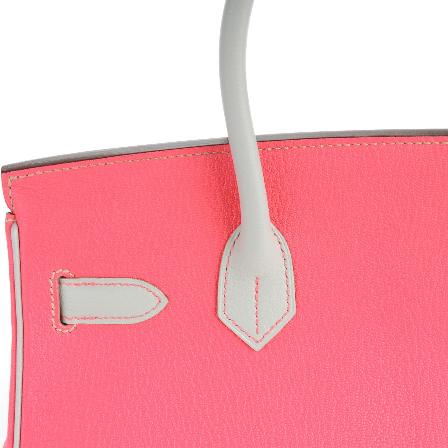 Hermes Chevre Mysore Bi-Color Horseshoe Birkin 30 Rose Lipstick Gris Perle 20 of 25