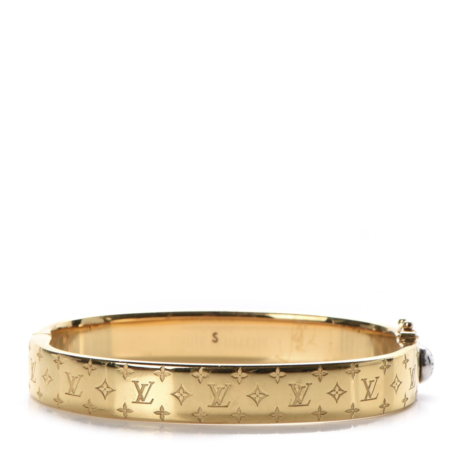 Louis Vuitton Brass Monogram Nanogram Cuff S Gold 2 of 5