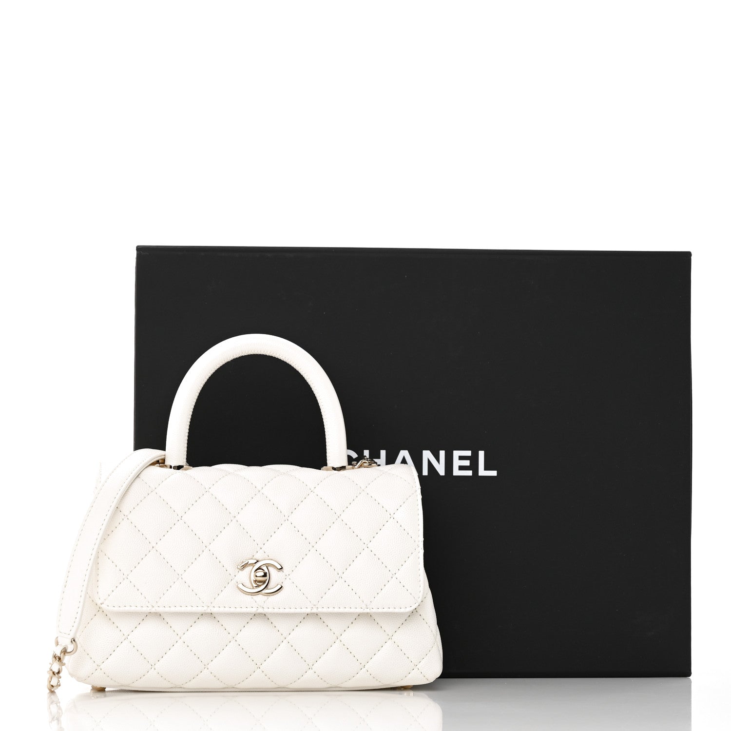 Chanel Caviar Quilted Mini Coco Handle Flap White 11 of 11