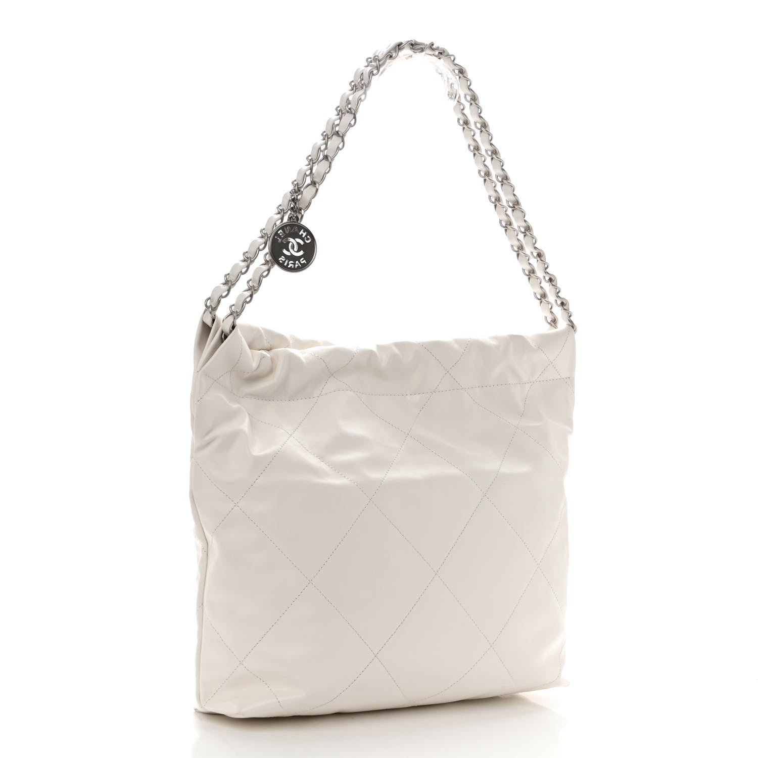 Chanel Shiny Calfskin Quilted Small Chanel 22 White 3 of 10