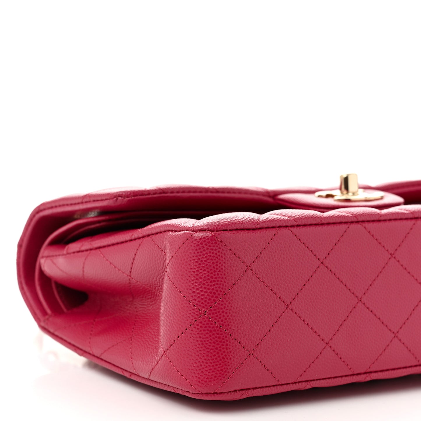 Caviar Quilted Small Double Flap Fuchsia