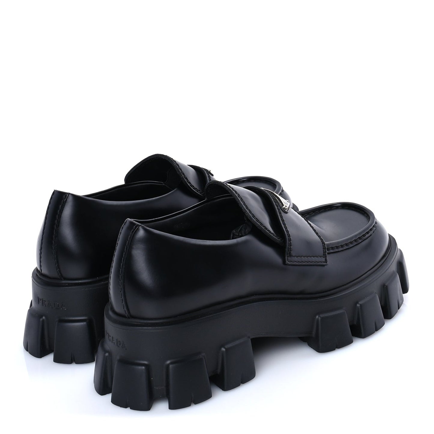 Spazzolato Rois Metal Triangle Logo Mens Monolith 55mm Loafers 8 Black