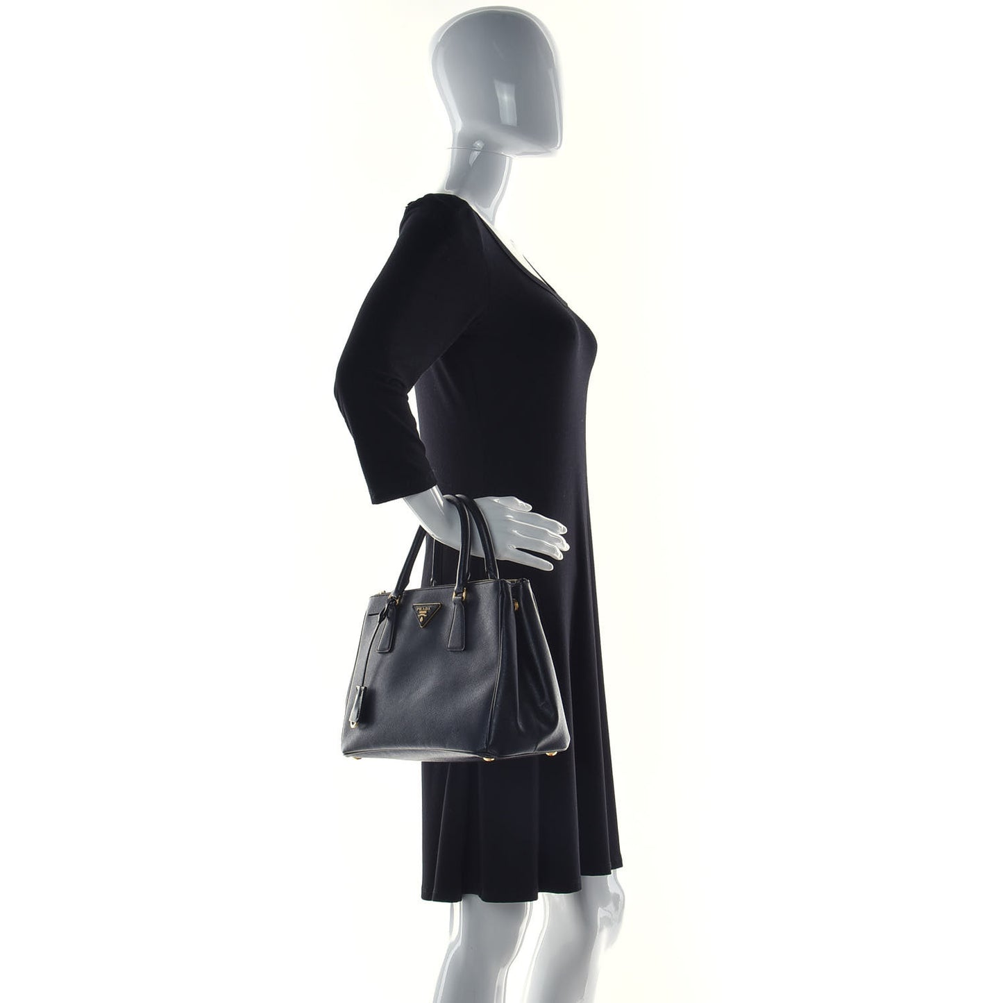 Saffiano Small Galleria Double Zip Tote Black