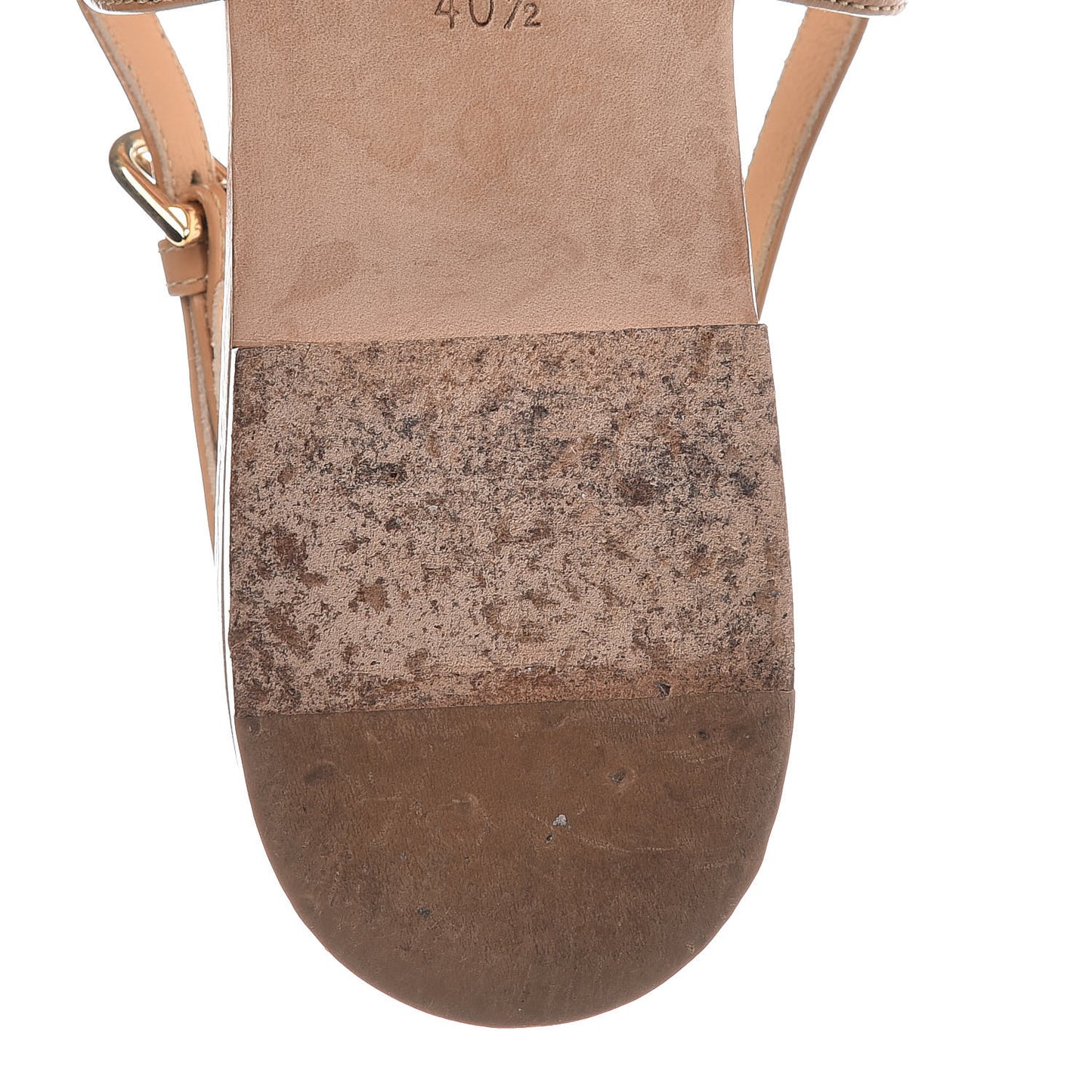 Calfskin Chain CC Sandals 40.5 Beige