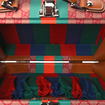 Gucci X DANS LE VERT GG Supreme Monogram Cuoio Web Mini Retro Interlocking G Beauty Case Beige Rosso Ebony Harness Brown 4 of 8