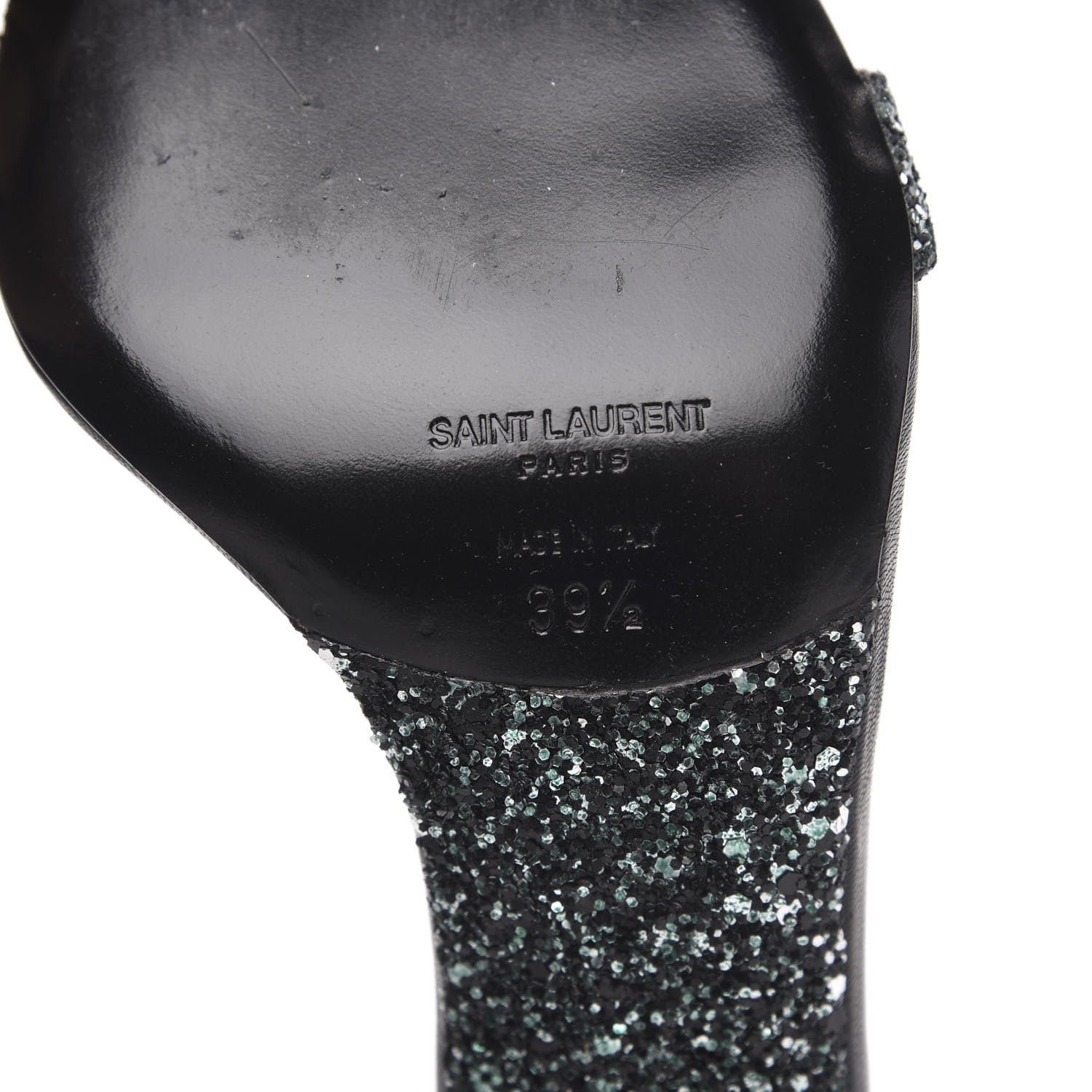 Saint Laurent Glitter Amber 105 Ankle Strap Sandals 39.5 Black 7 of 8