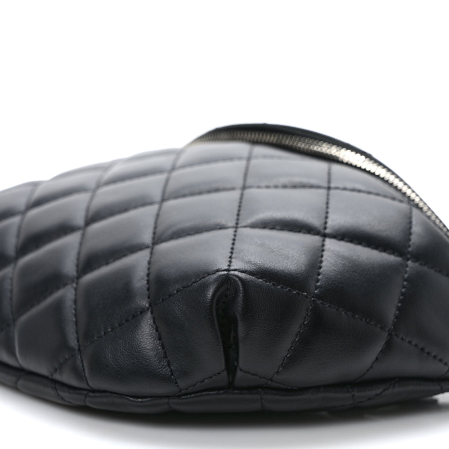Lambskin Quilted Waist Belt Bag Black