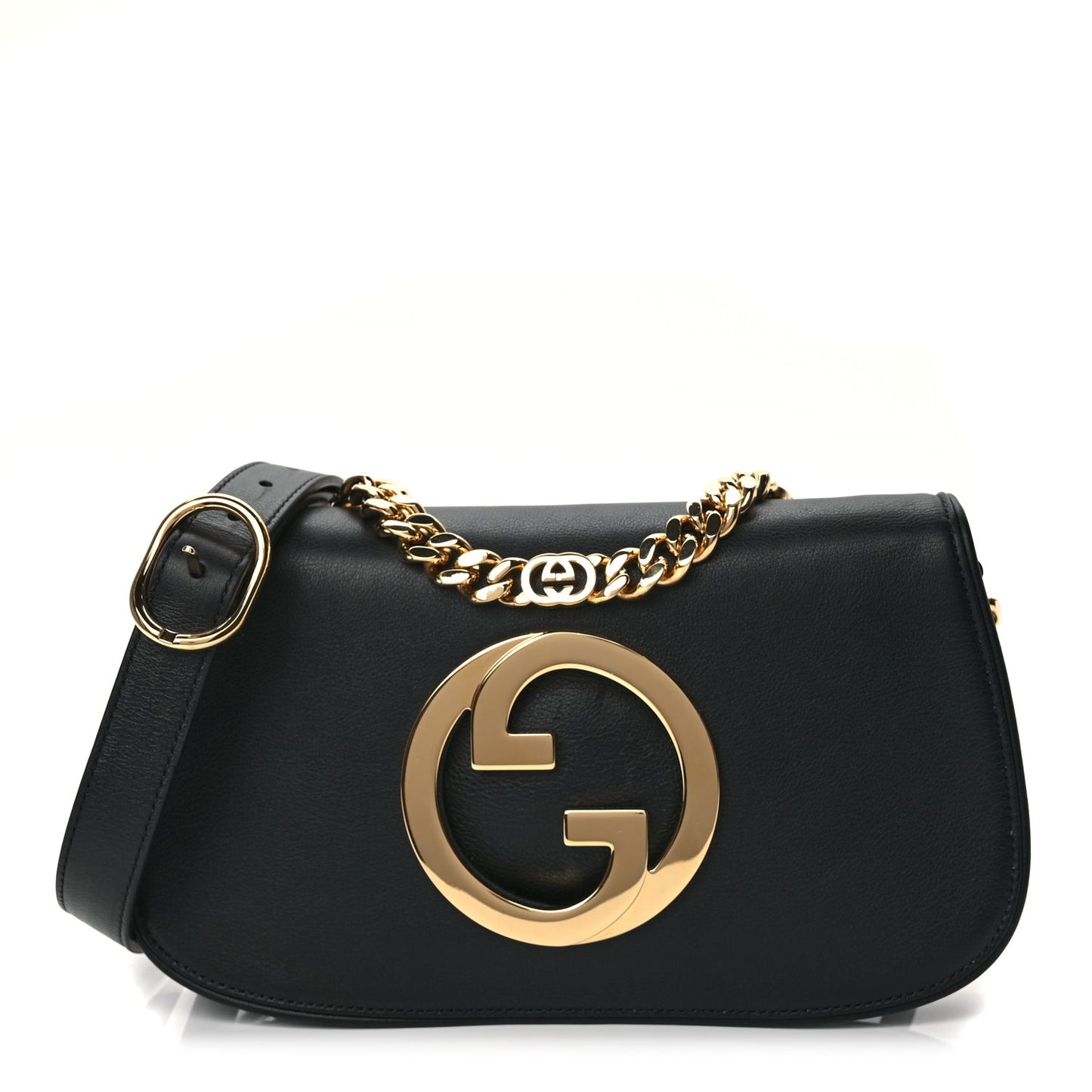 Roxy Calfskin Blondie Chain Shoulder Flap Bag Black
