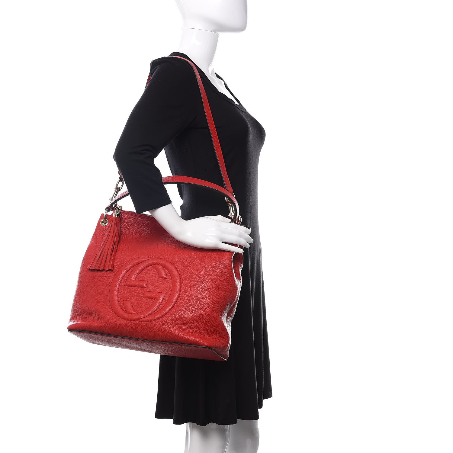 Gucci Pebbled Calfskin Large Soho Hobo Tabasco Red 2 of 10