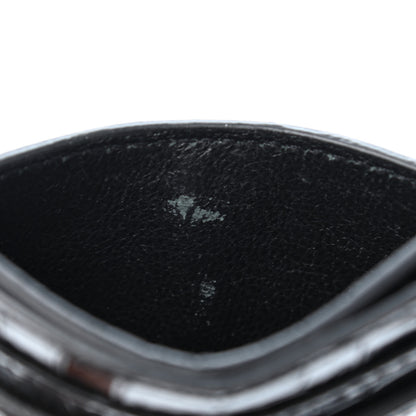 Saint Laurent Calfskin Crocodile Embossed Monogram Credit Card Case Black 8 of 9