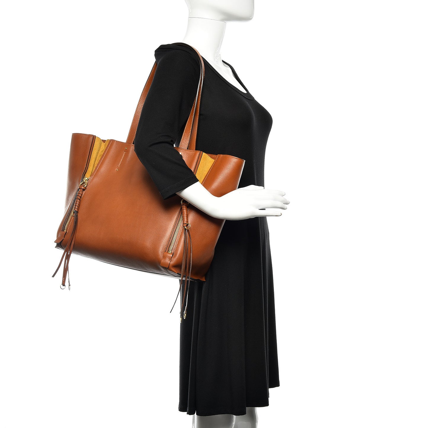 Smooth Calfskin Medium Milo Shopping Tote Caramel