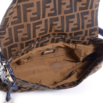 Fendi Zucca Patent Small Chef Shoulder Bag Tobacco Blue 5 of 9