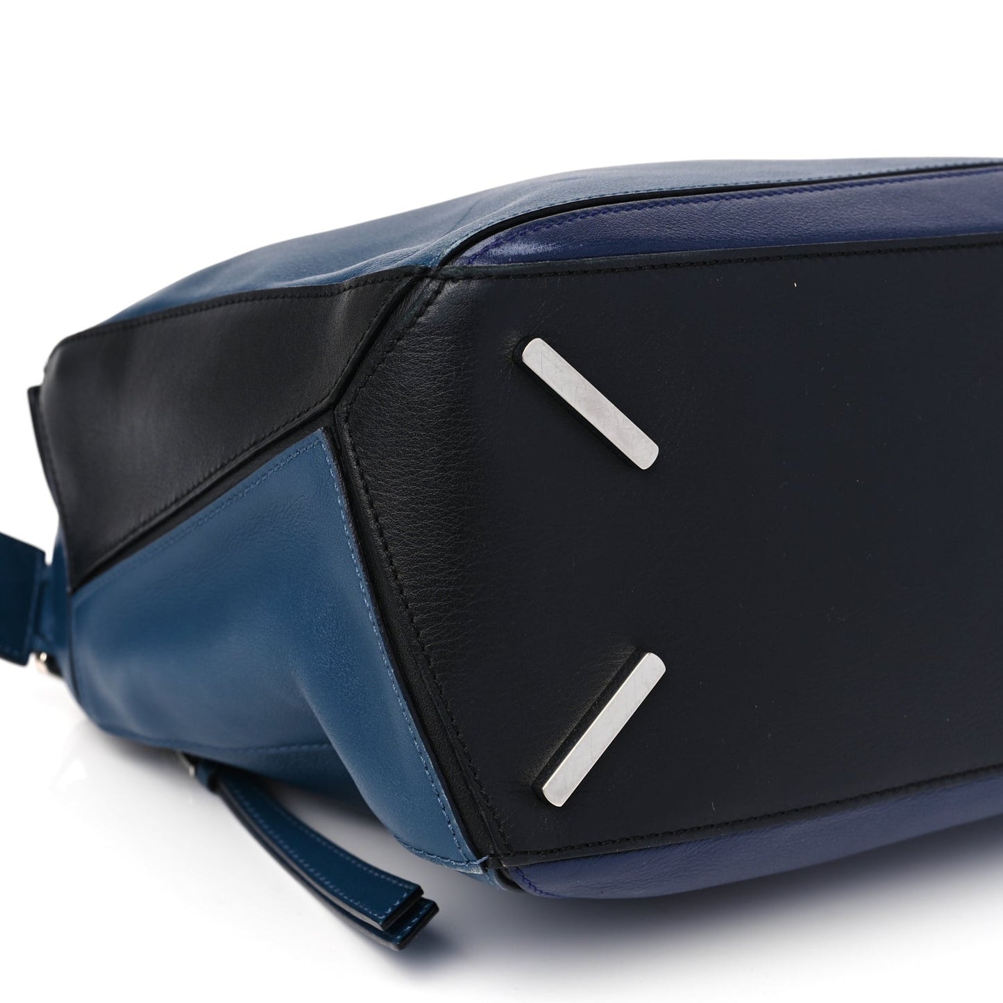 Calfskin Colorblock Medium Puzzle Bag Blue