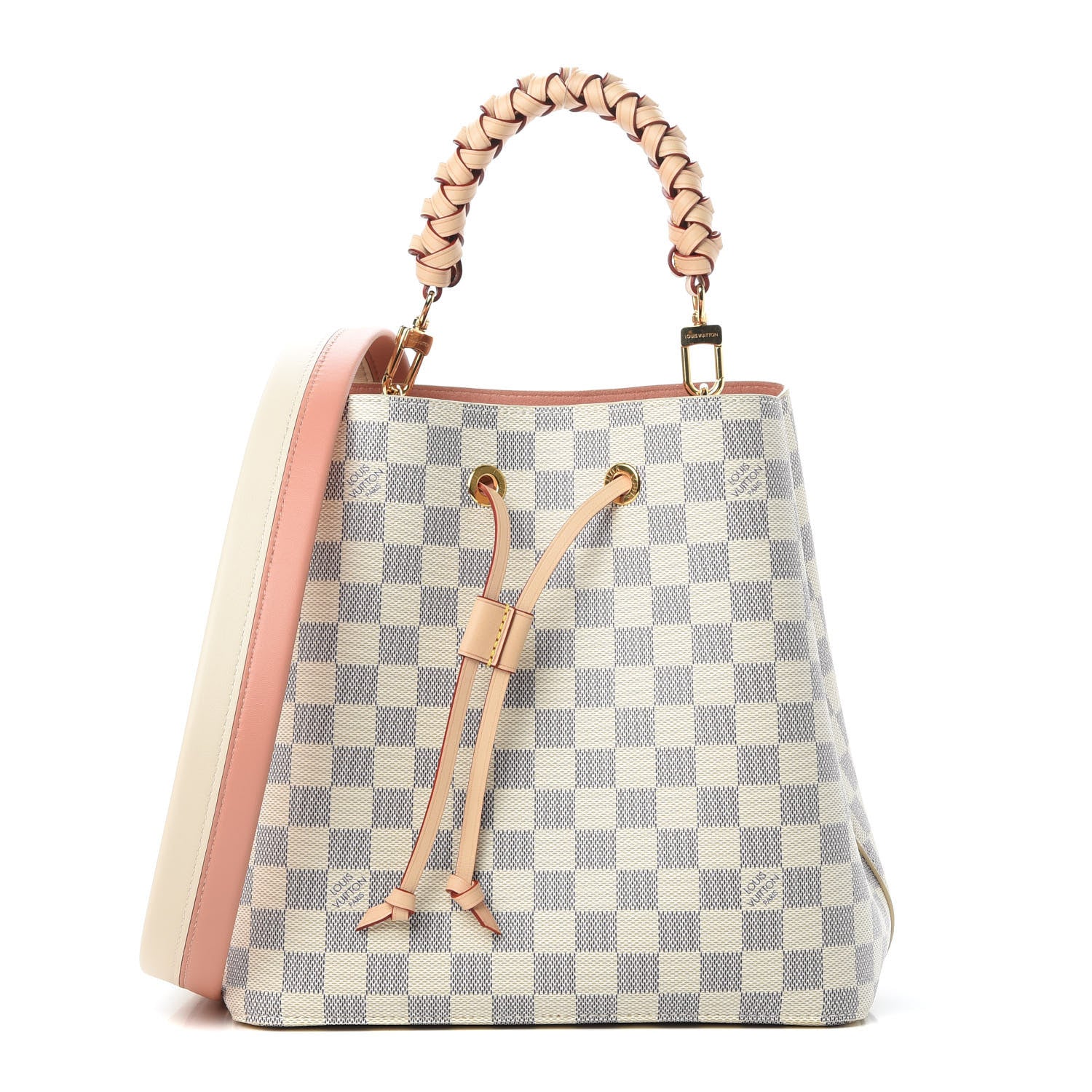 Louis Vuitton Damier Azur Braided Neonoe MM Peach Cream 1 of 12