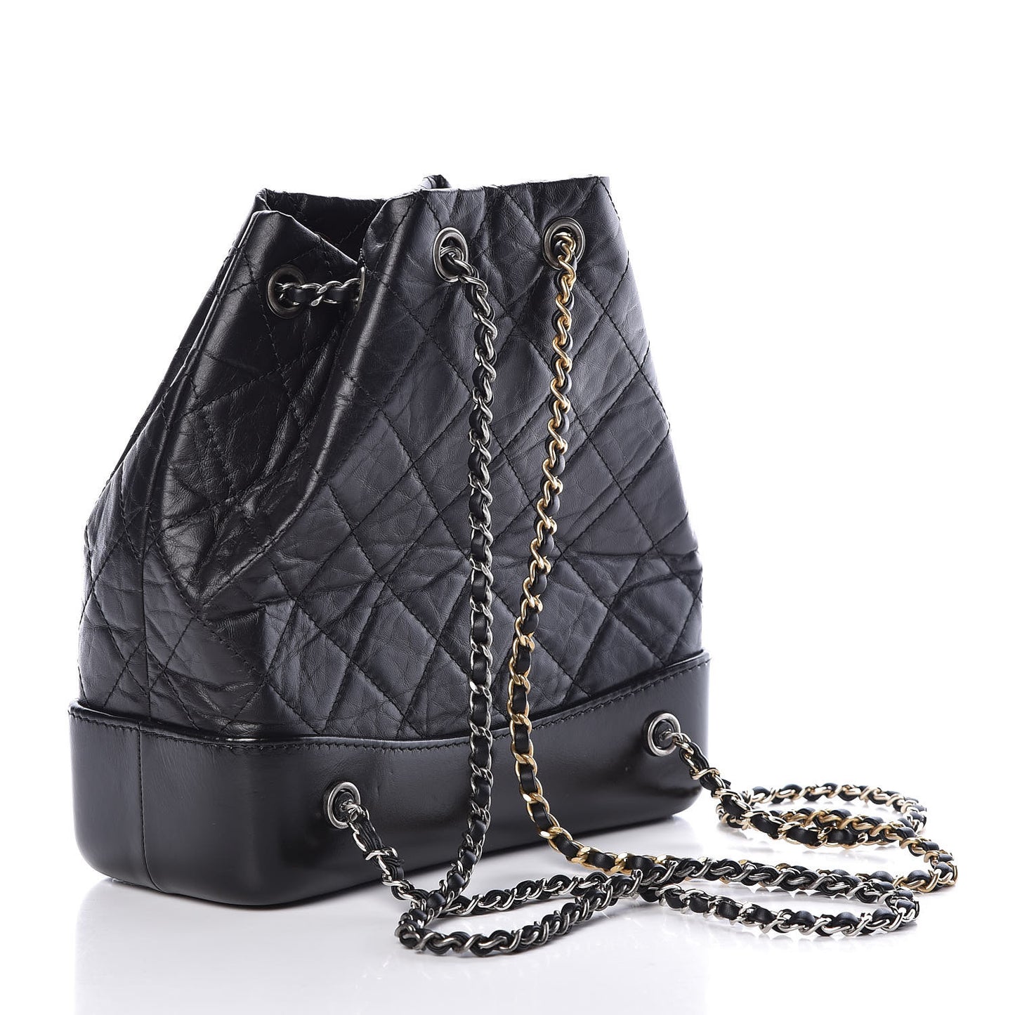 Aged Calfskin Quilted Small Gabrielle Backpack Black