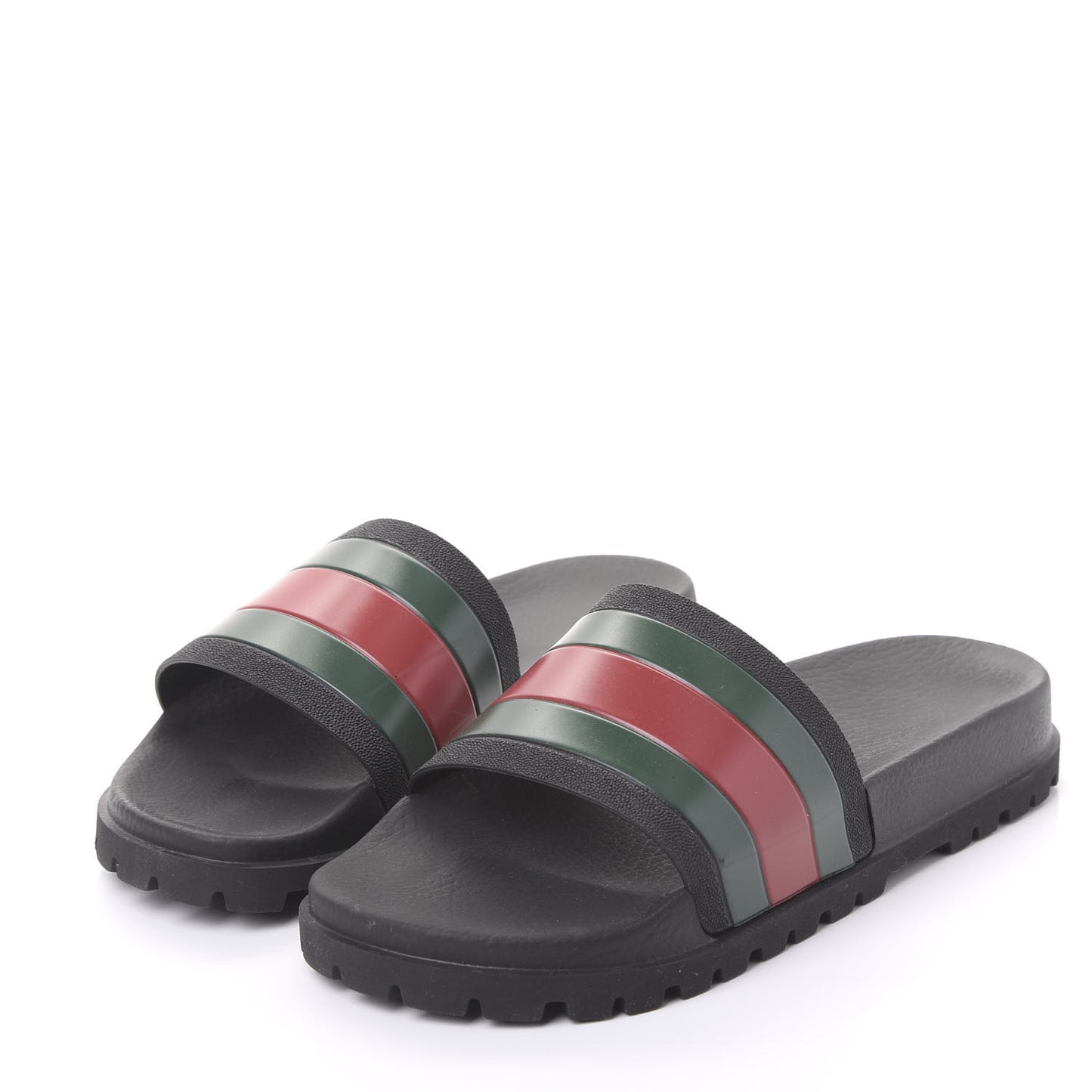 Rubber Web Mens Lug Sole Slide Sandals 9 Black Green Red