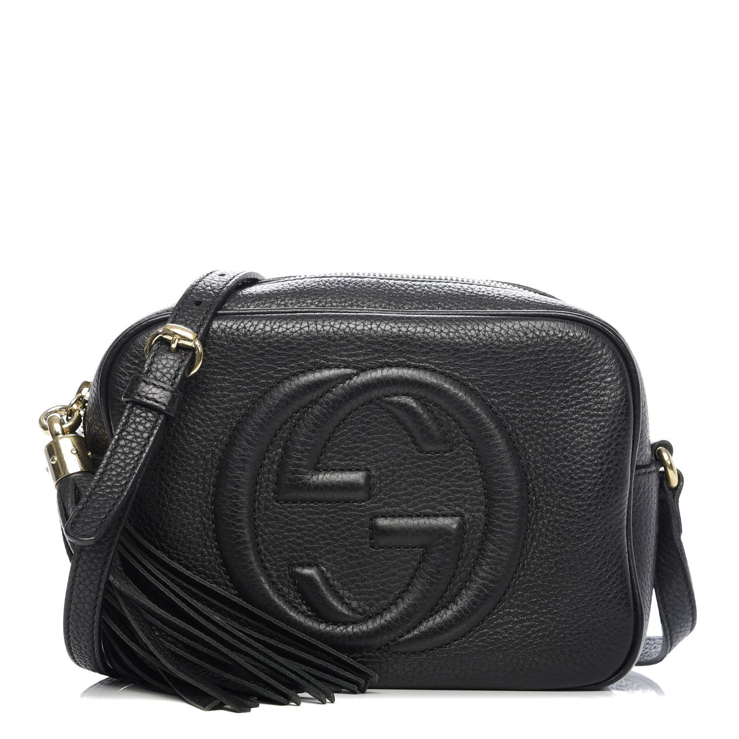 Pebbled Calfskin Small Soho Disco Bag Black