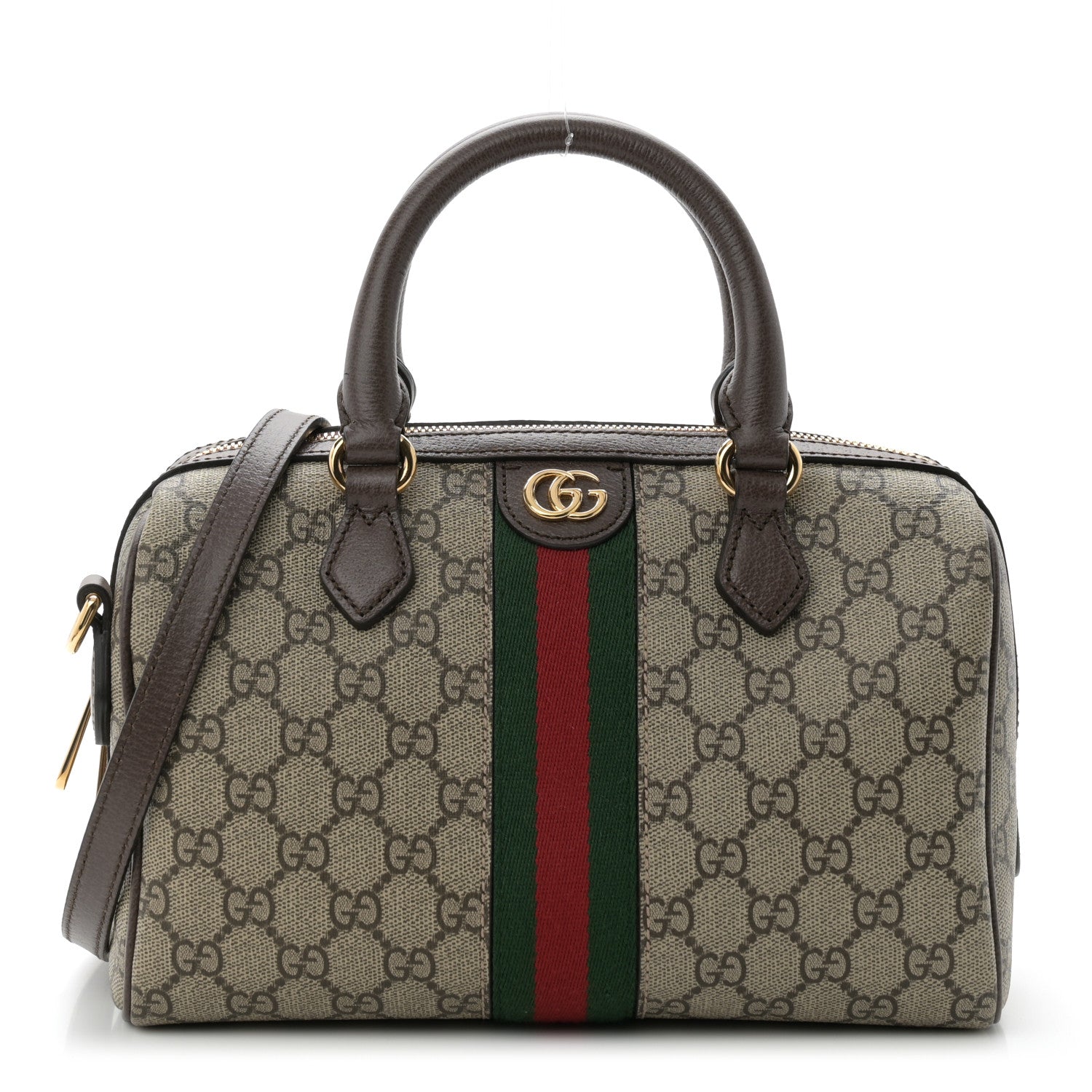 Gucci GG Supreme Monogram Web Small Ophidia Top Handle Bag Beige Ebony 1 of 10