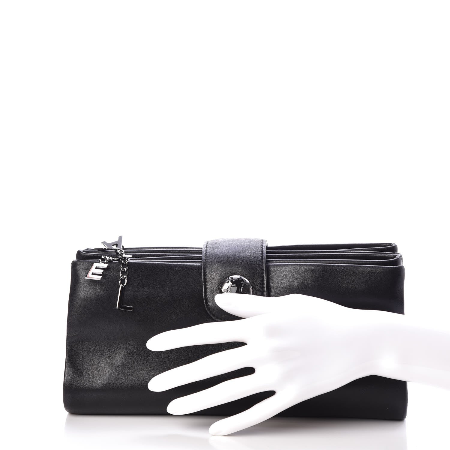 Chanel Lambskin Accordion Globe Clutch Black 2 of 8