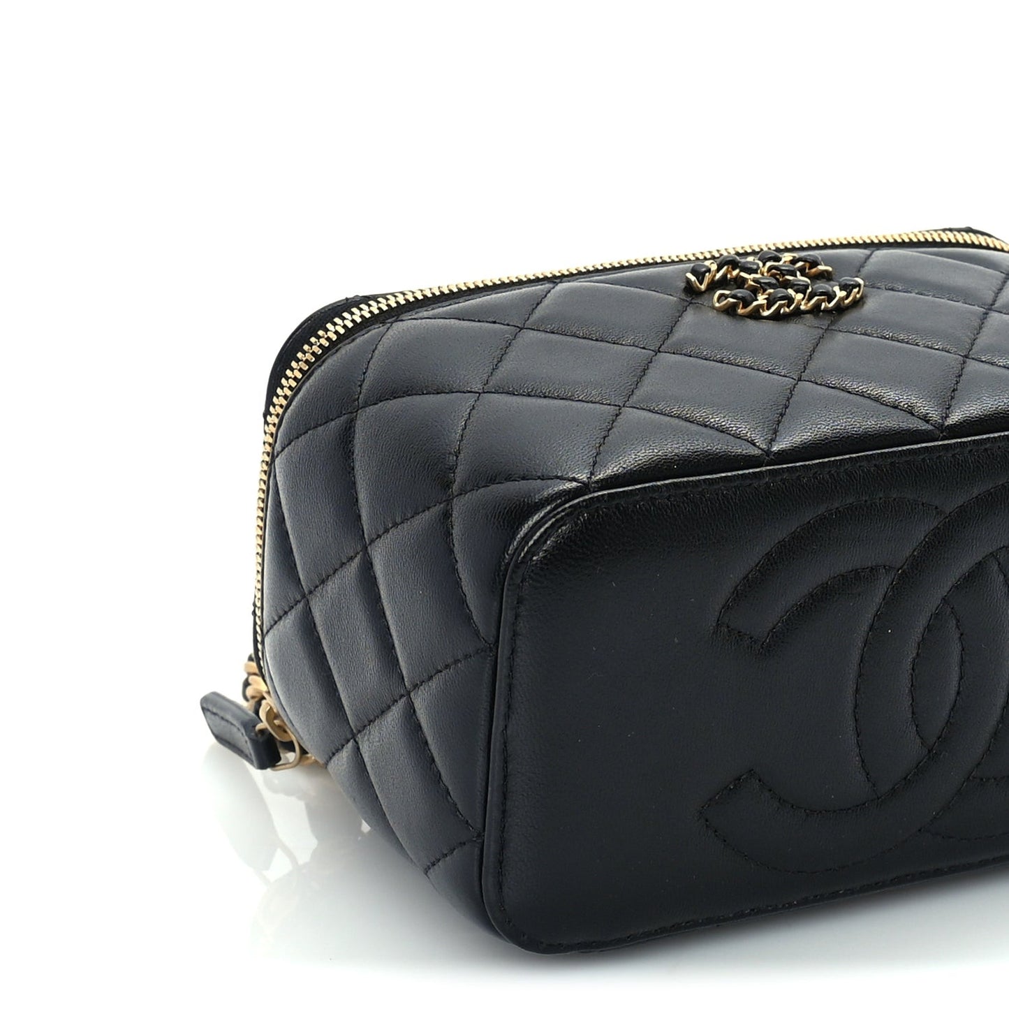 Lambskin Quilted 19 Pick Me Up Vanity Case  Black