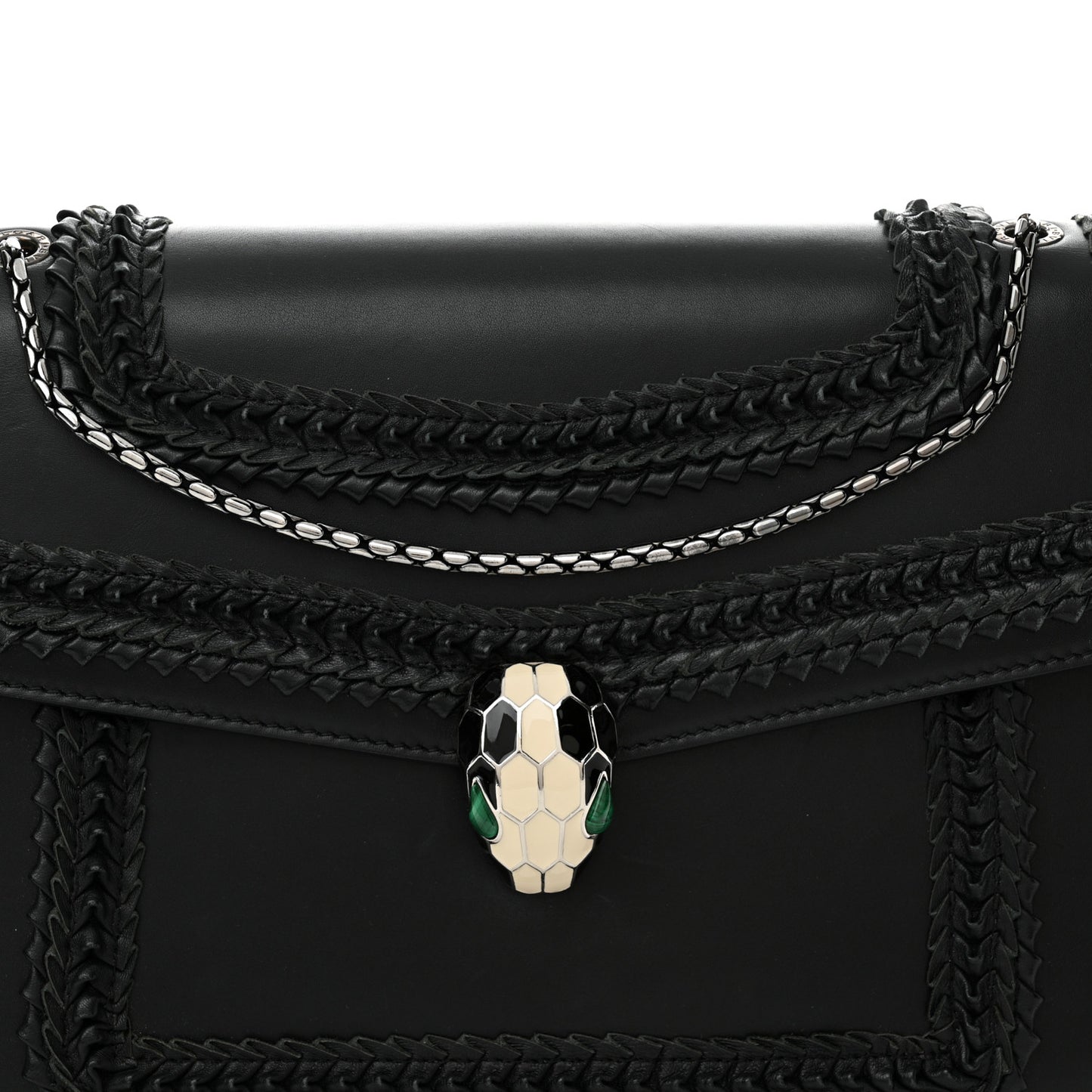 Calfskin Plisse Serpenti Forever Crossbody Bag Black