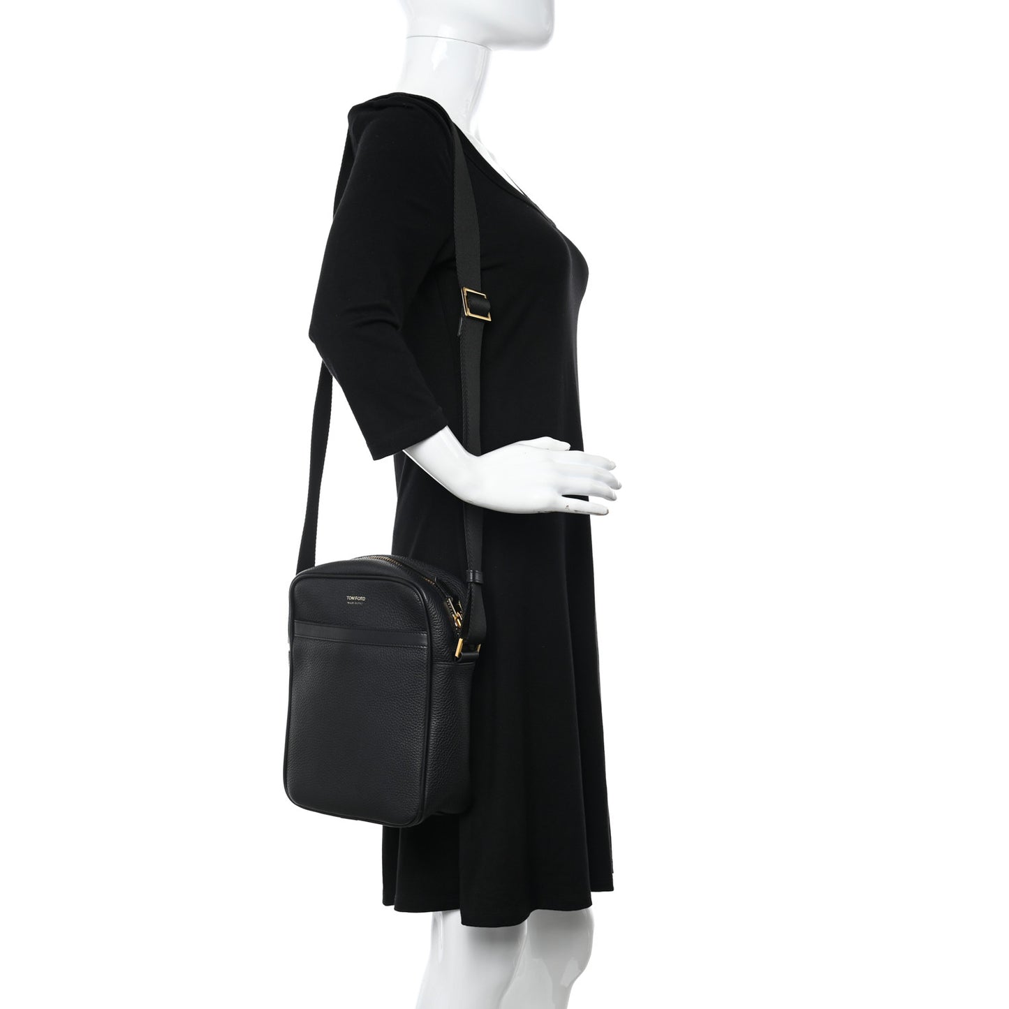 Grained Calfskin Small Buckley Messenger Black