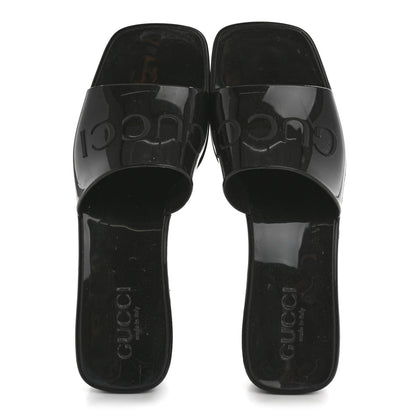 Gucci Rubber Logo Womens Platform 20/60mm Slide Sandals 35 Black 2 of 7
