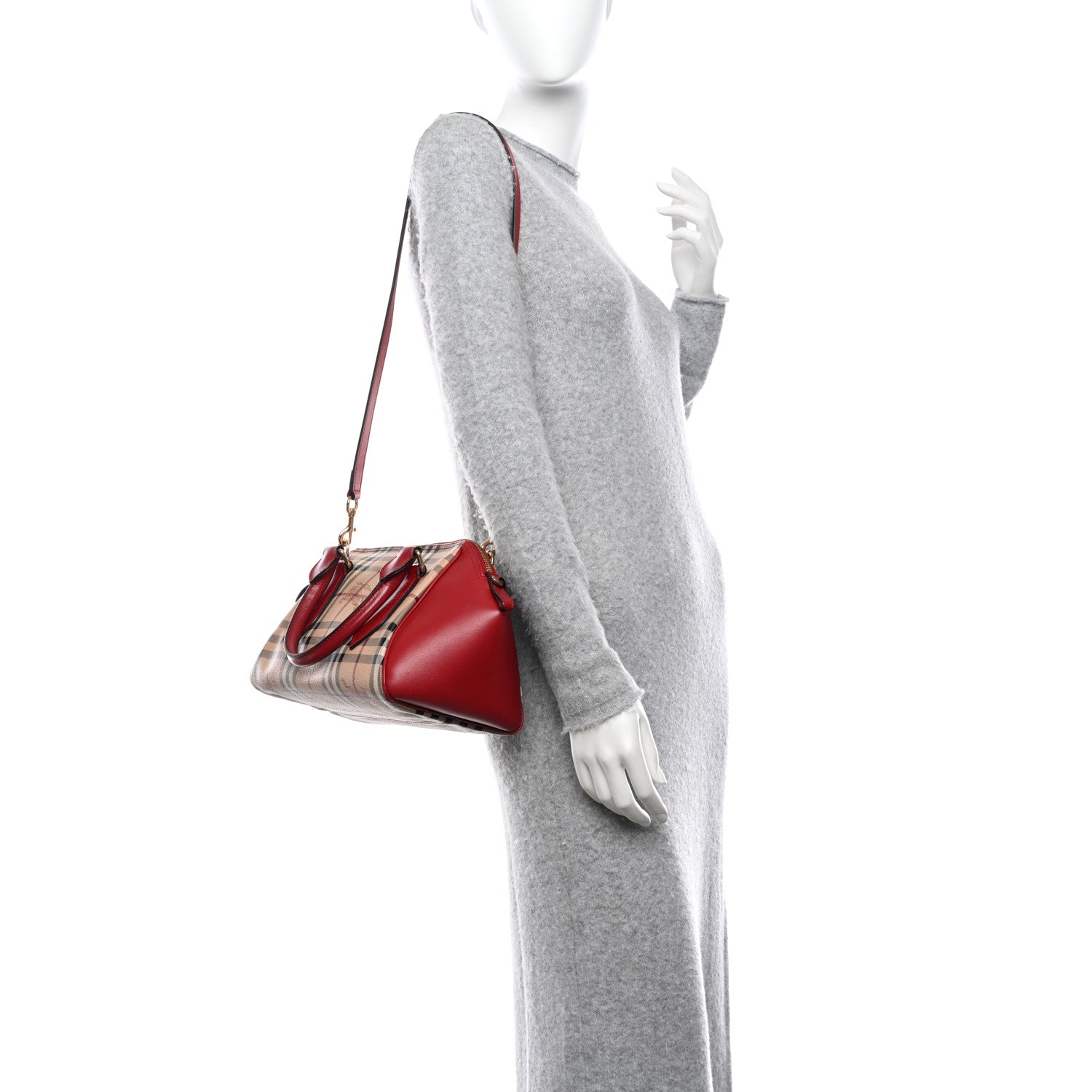 Burberry Haymarket Check Small Blaze Satchel Military Red 2 of 13