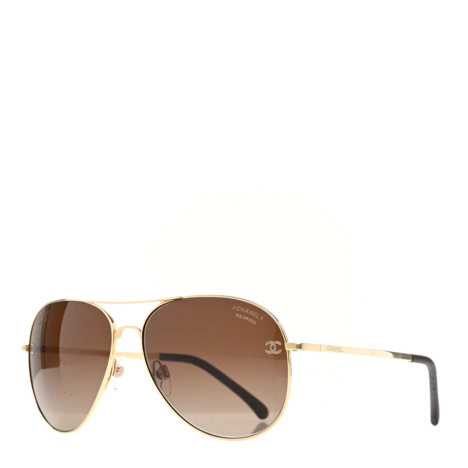 Chanel Metal Polarized Aviator CC Sunglasses 4189-T-Q Brown 1 of 6