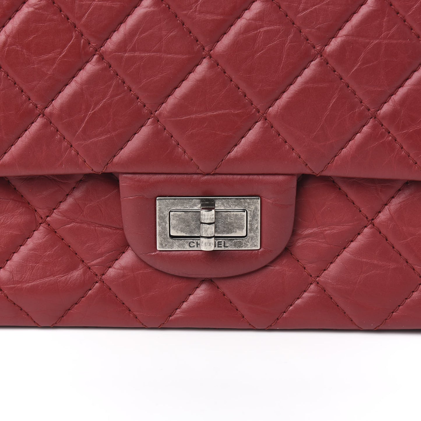 Aged Calfskin Quilted 2.55 Reissue 227 Flap Red
