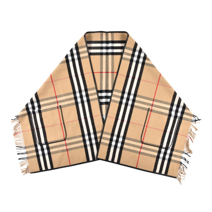 Burberry Cashmere Wool Check Cape Scarf Archive Beige 1 of 7
