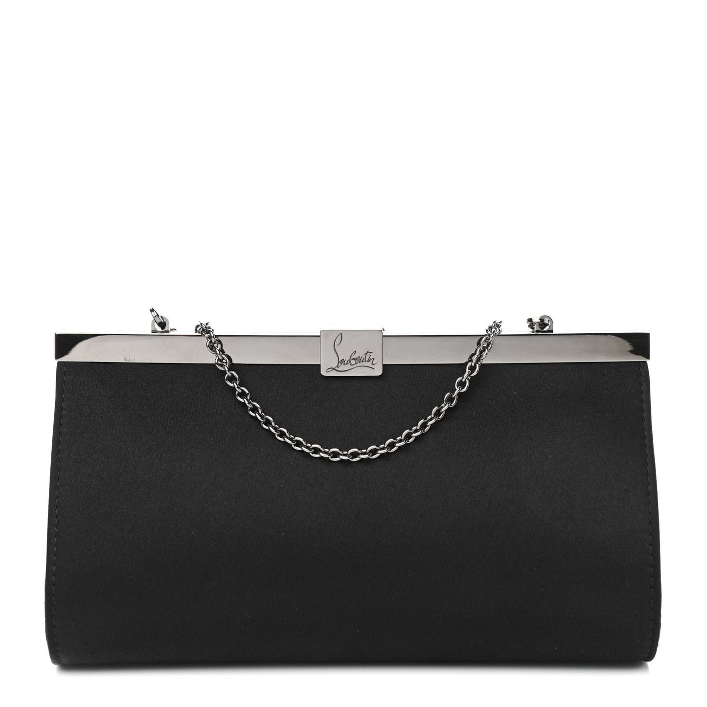 Satin Palmette Clutch Black