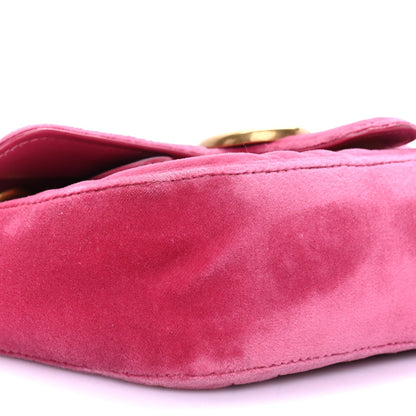 Gucci Velvet Matelasse Mini GG Marmont Shoulder Bag Light Raspberry Rose 9 of 11
