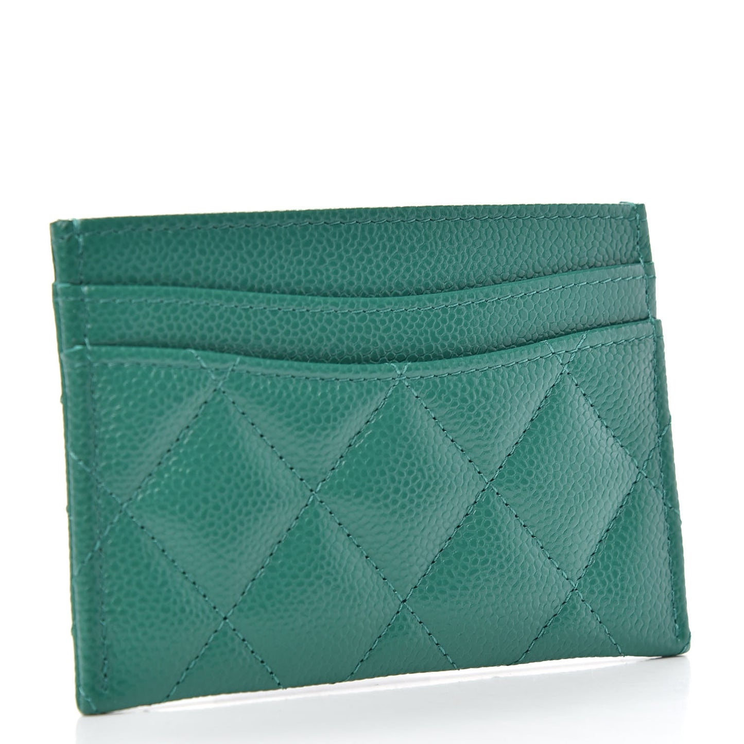 Caviar Quilted Card Holder Green