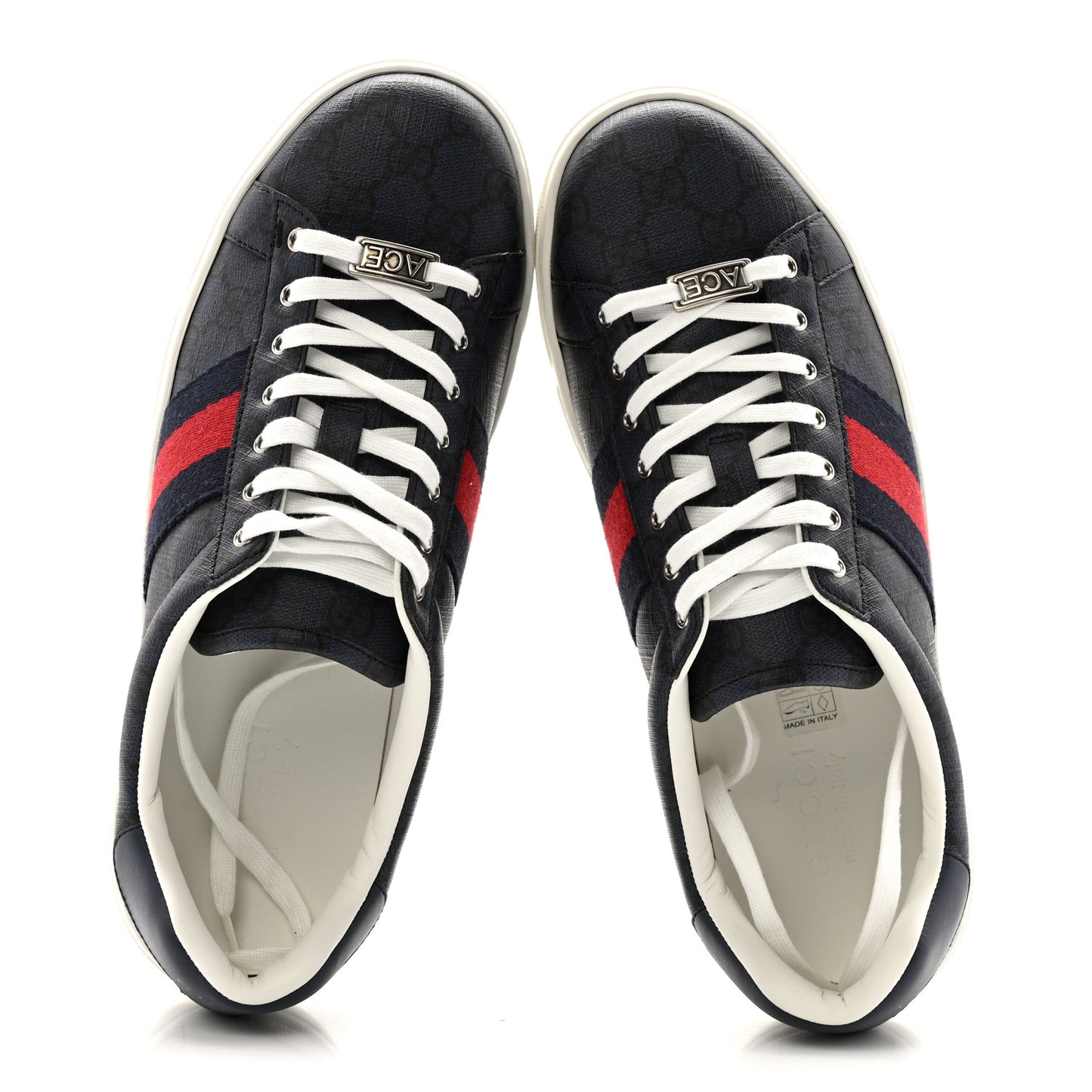 GG Supreme Monogram Web Mens New Ace Sneakers 8.5 Dark Blue