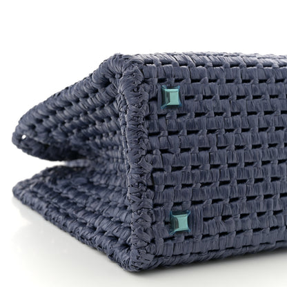 Salvatore Ferragamo Raffia Medium The Studio Box Bag Midnight 11 of 12