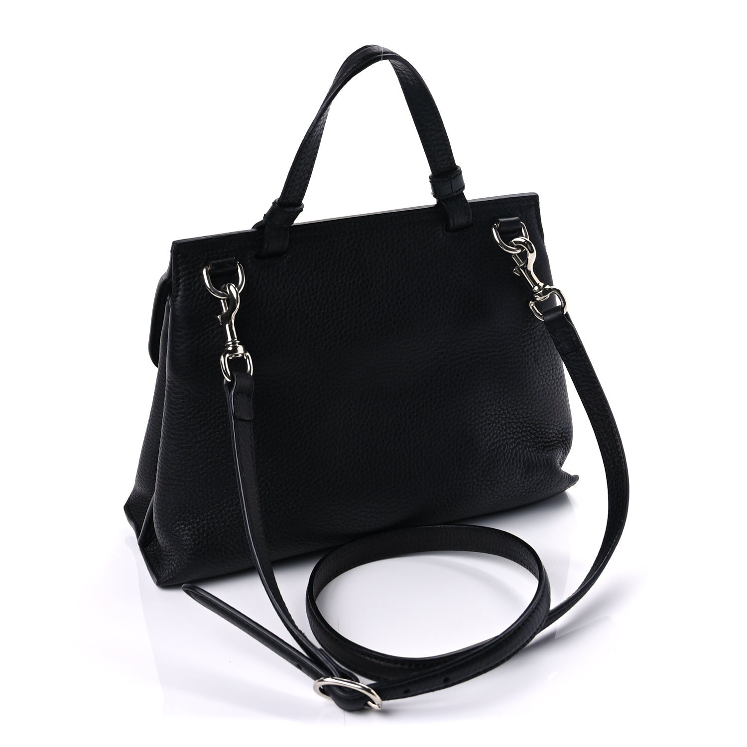 Gucci Cellarius Calfskin Small Bamboo Daily Top Handle Bag  Black 2 of 8