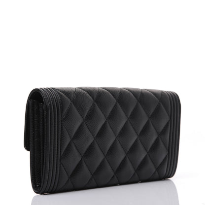 Chanel Caviar Quilted Long Boy Flap Wallet Black 3 of 14