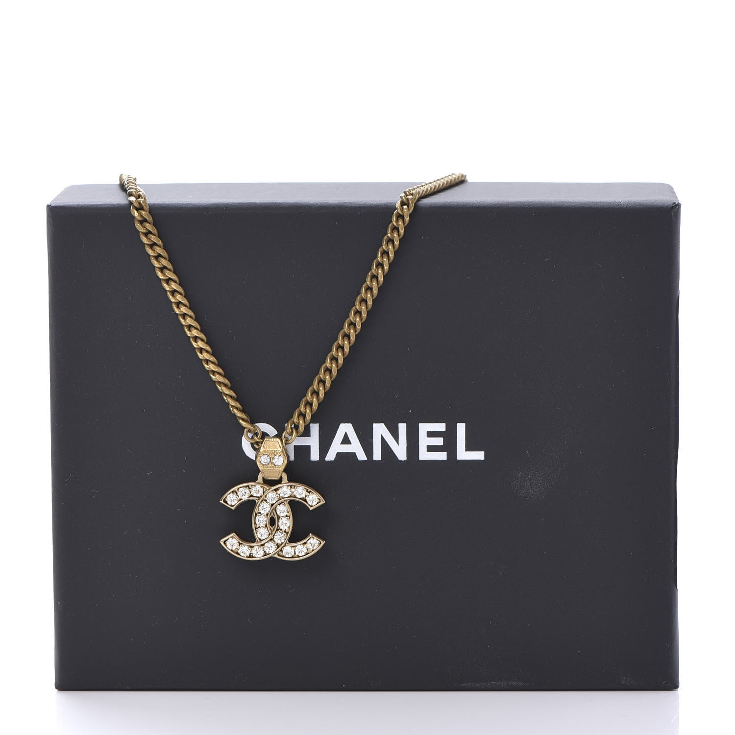 Chanel Crystal CC Necklace Gold 7 of 7