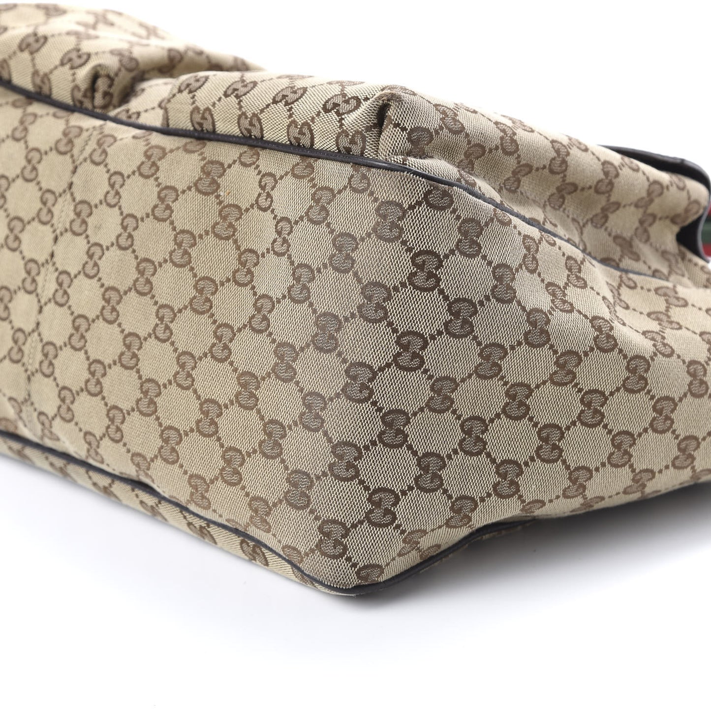 GG Monogram Medium Web Handle Double Pocket Tote Brown