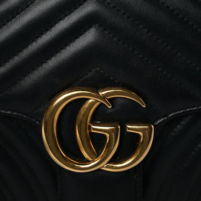 Gucci Calfskin Matelasse Small GG Marmont Shoulder Bag Black 6 of 8