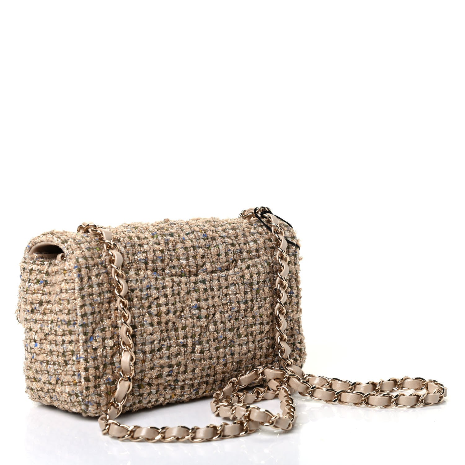 Chanel Tweed Quilted Mini Rectangular Flap Beige 2 of 4