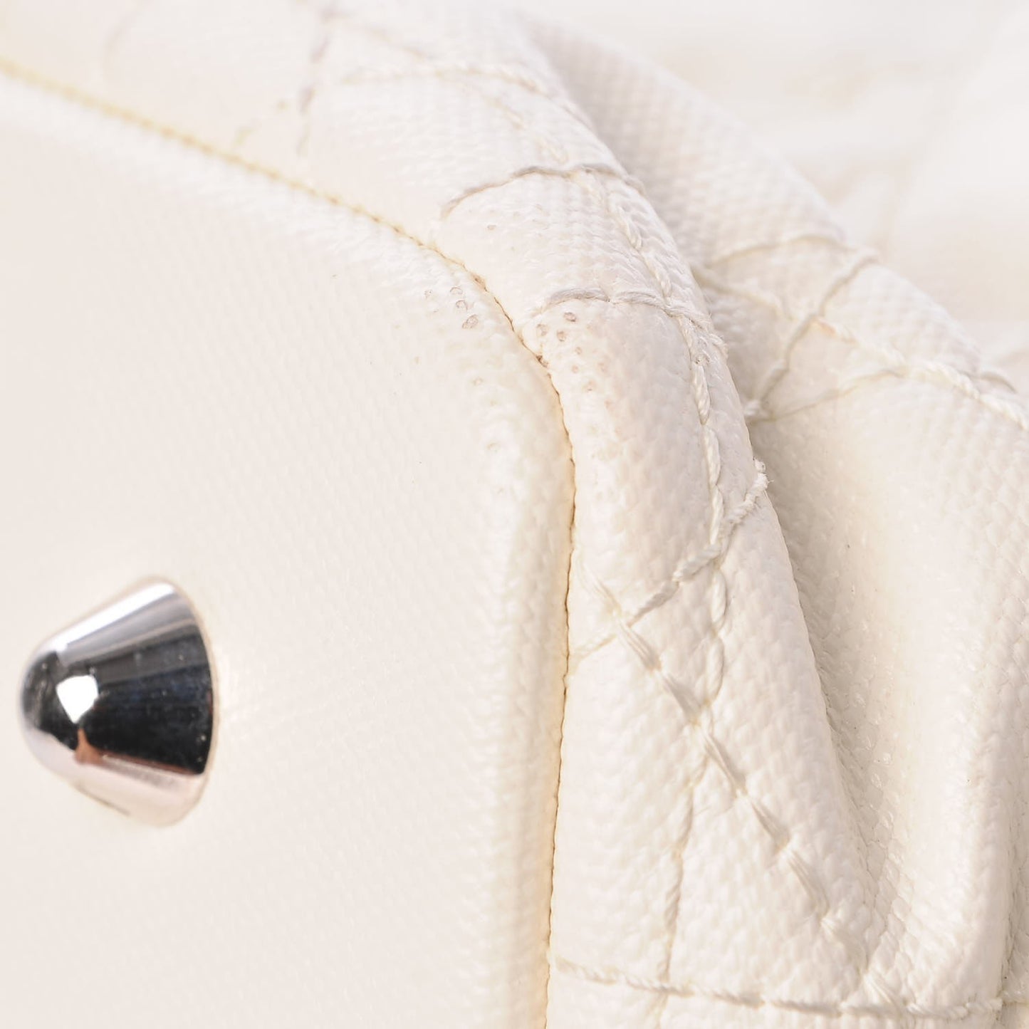 Coated Canvas Cannage Small Panarea Tote White