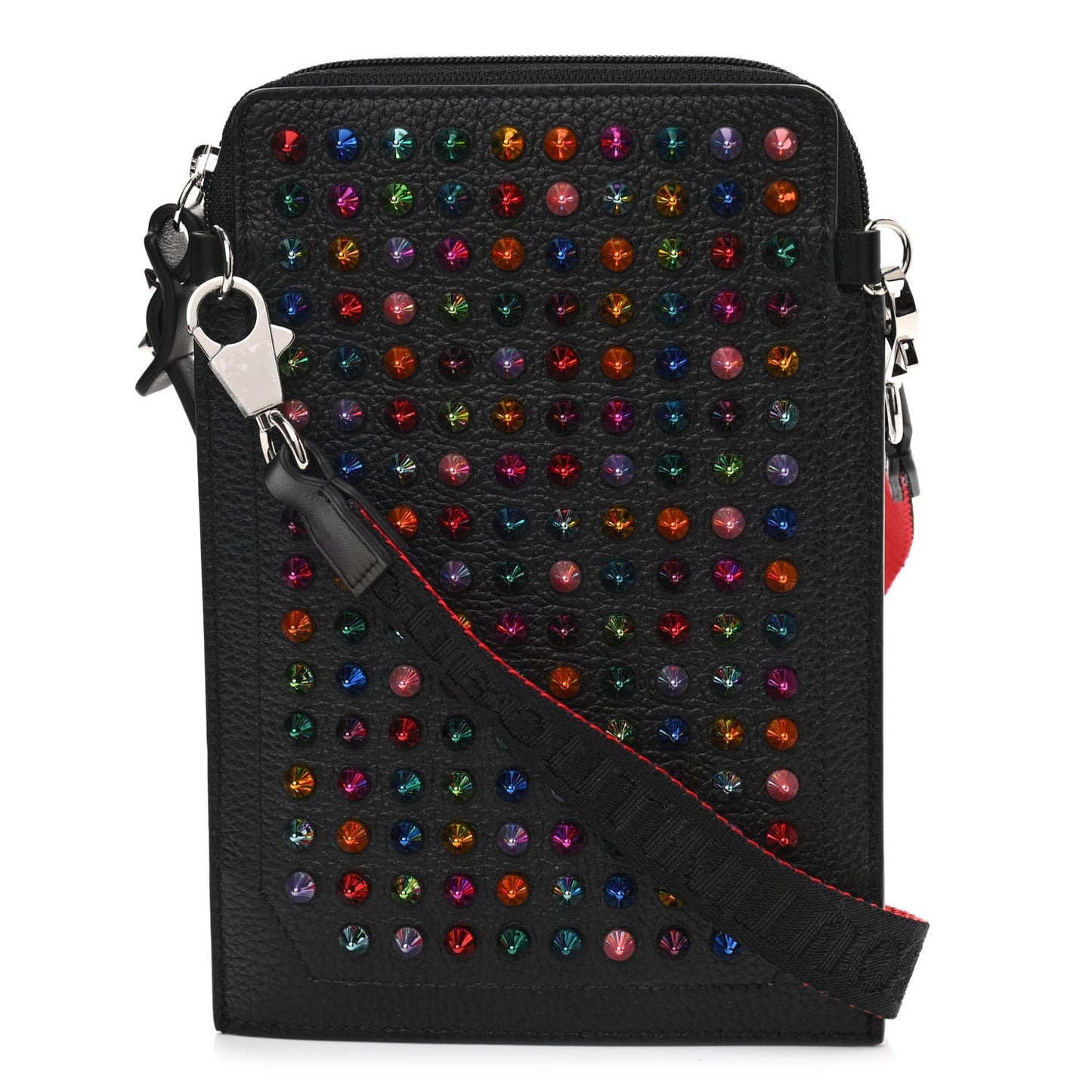 Empire Calfskin Spikes Loubilab Clutch Black Multicolor