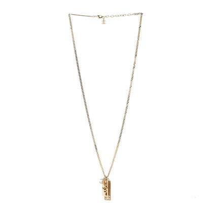 Chanel Metal Crystal CC Boy Pendant Long Necklace Gold 3 of 4